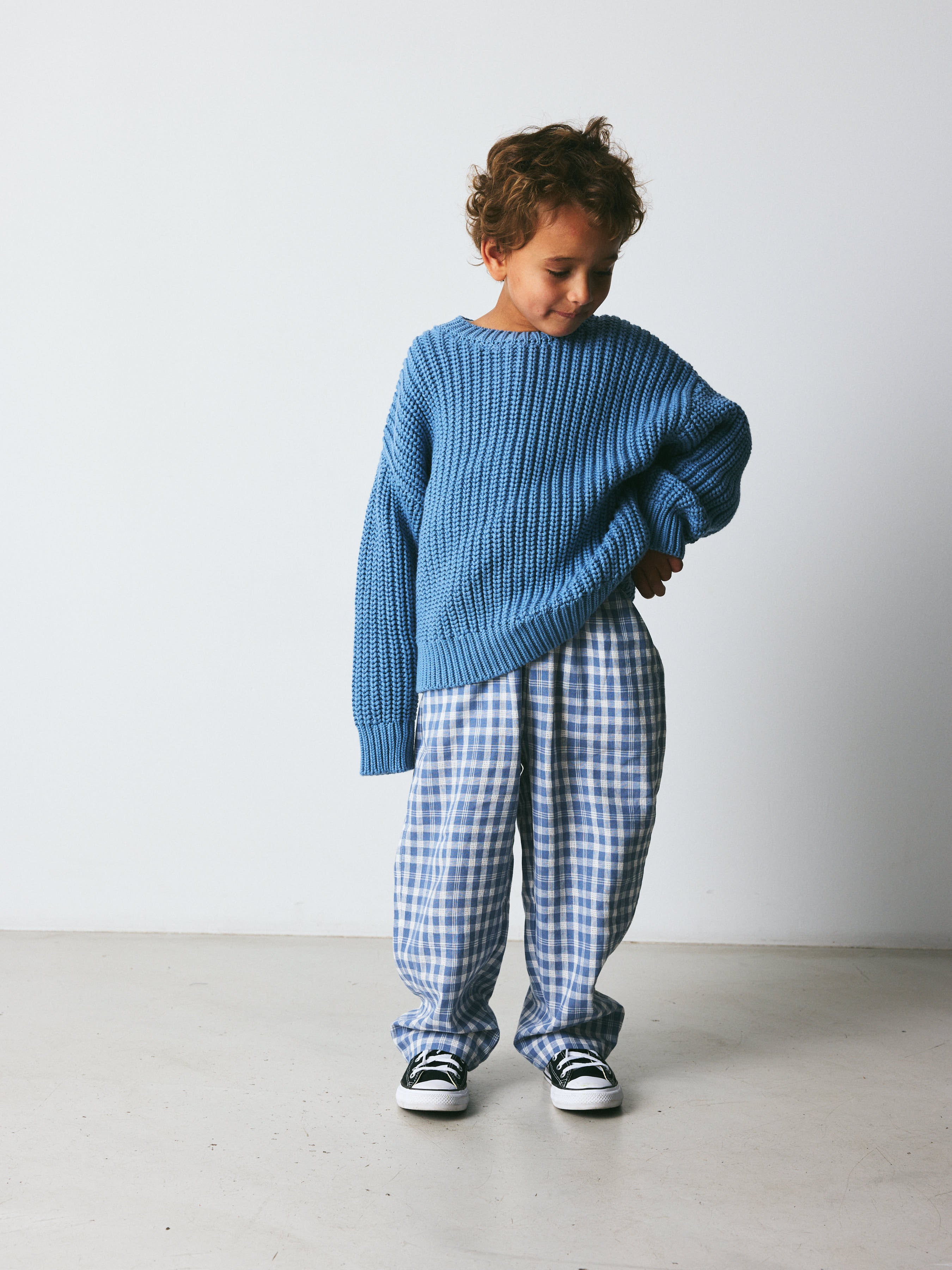 brunobruno nation Dora Check Pants Pants 9011-Dusty Blue Check