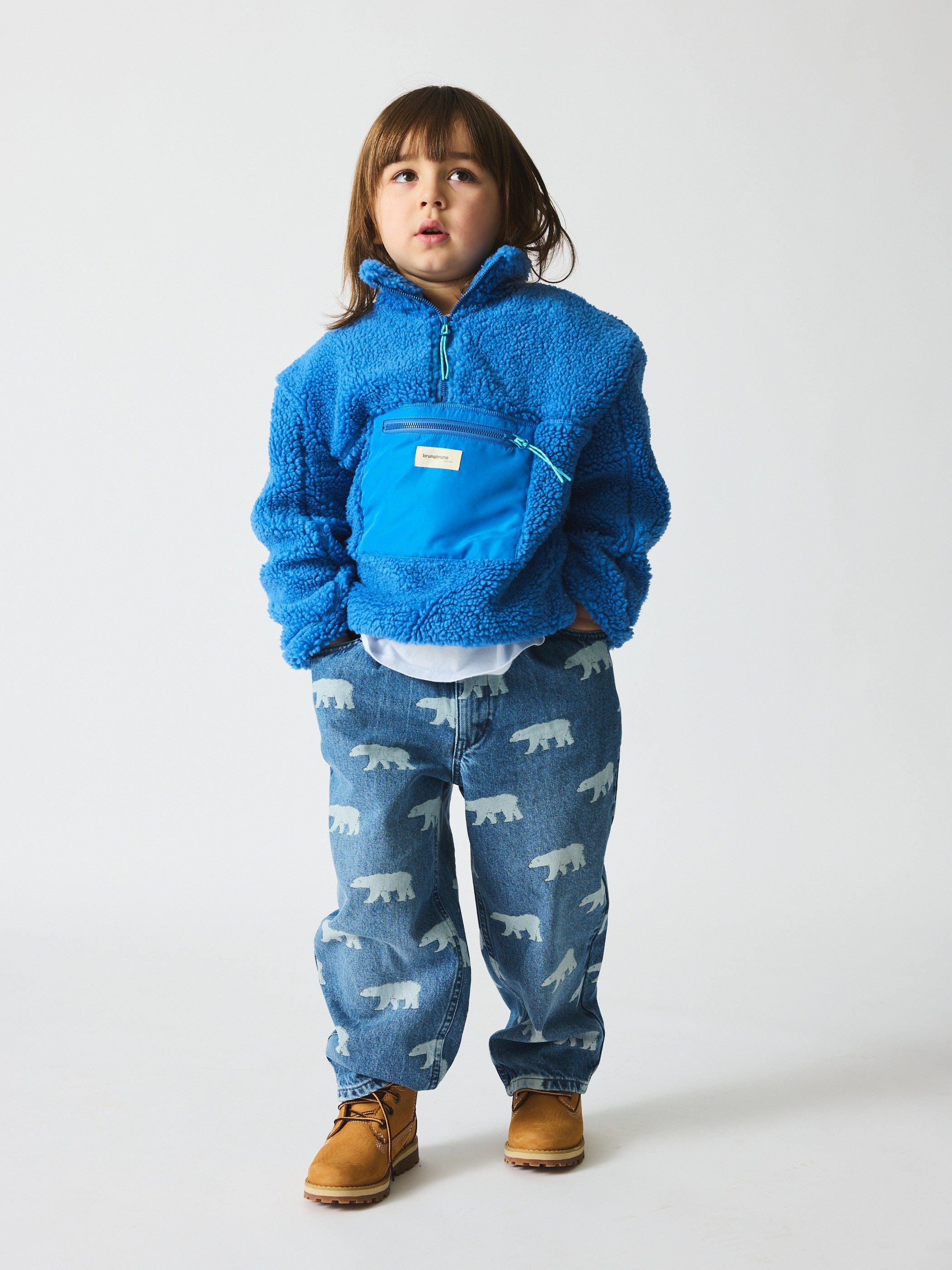 brunobruno nation Dorethy AOP Jeans Pants 9015-Mid blue polar bear AOP