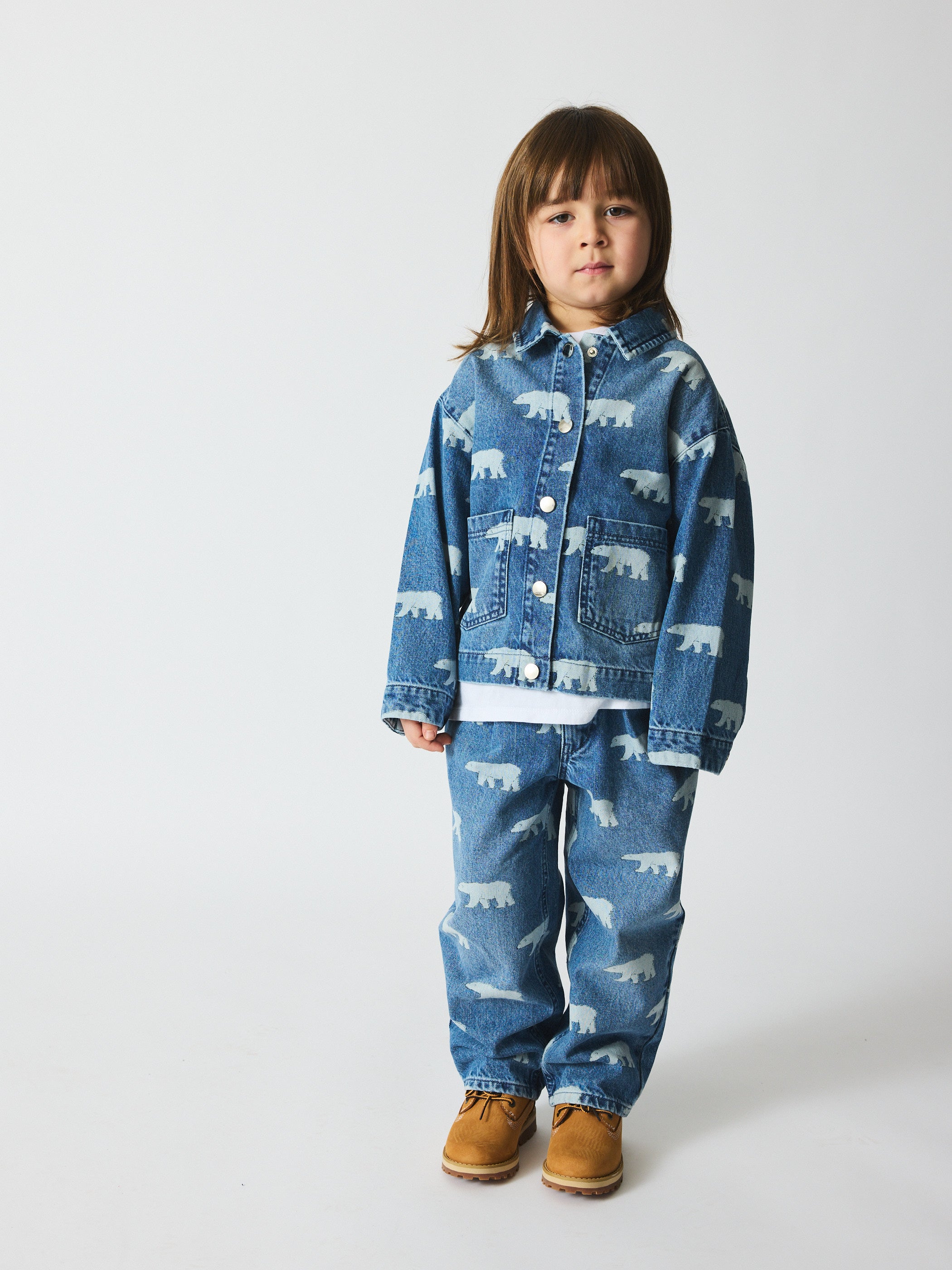 brunobruno nation Dorethy AOP Jeans Pants 9015-Mid blue polar bear AOP