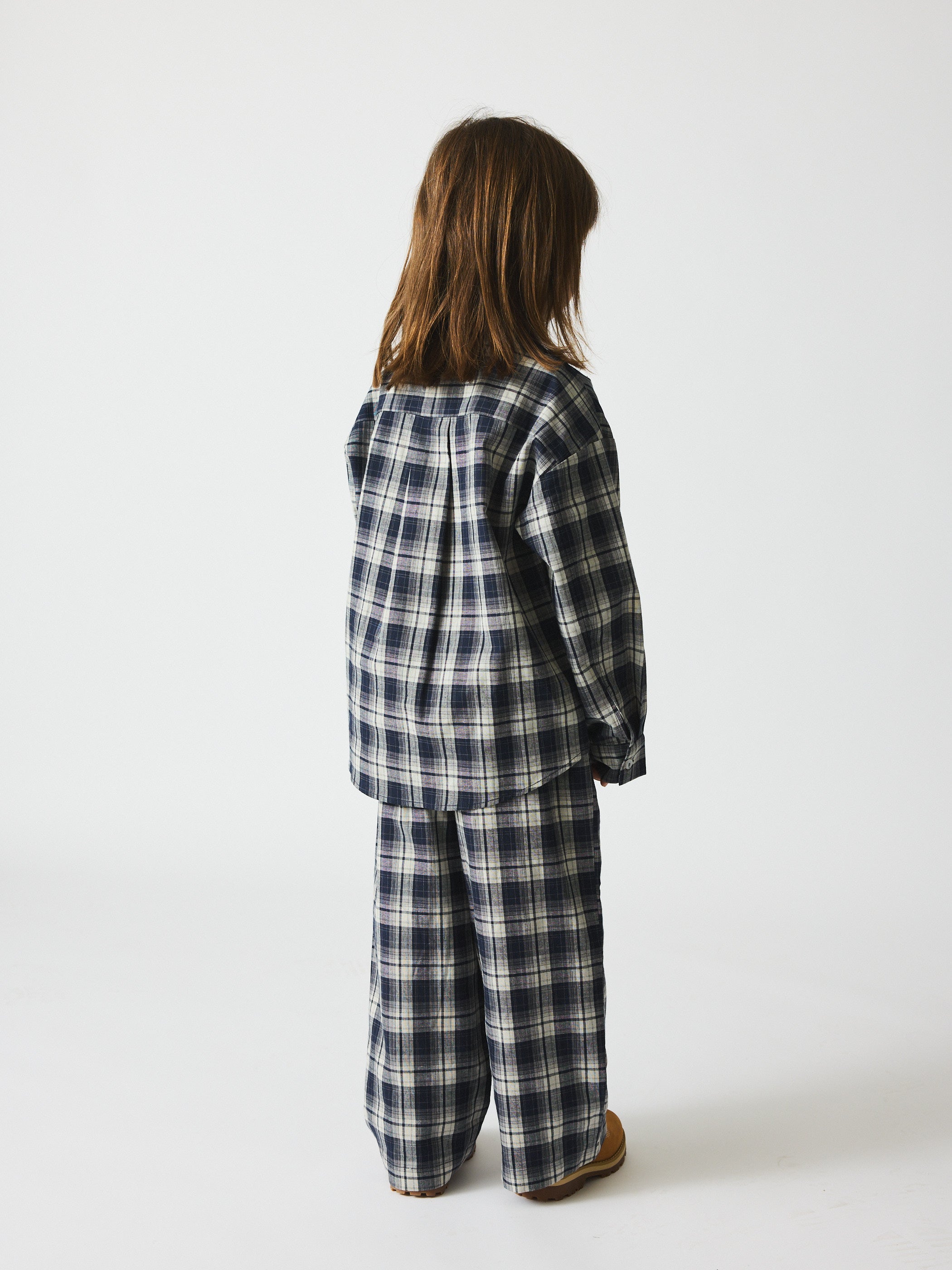 brunobruno nation Francis Navy Check Pants Pants 9019-Mood Indigo Blue Check