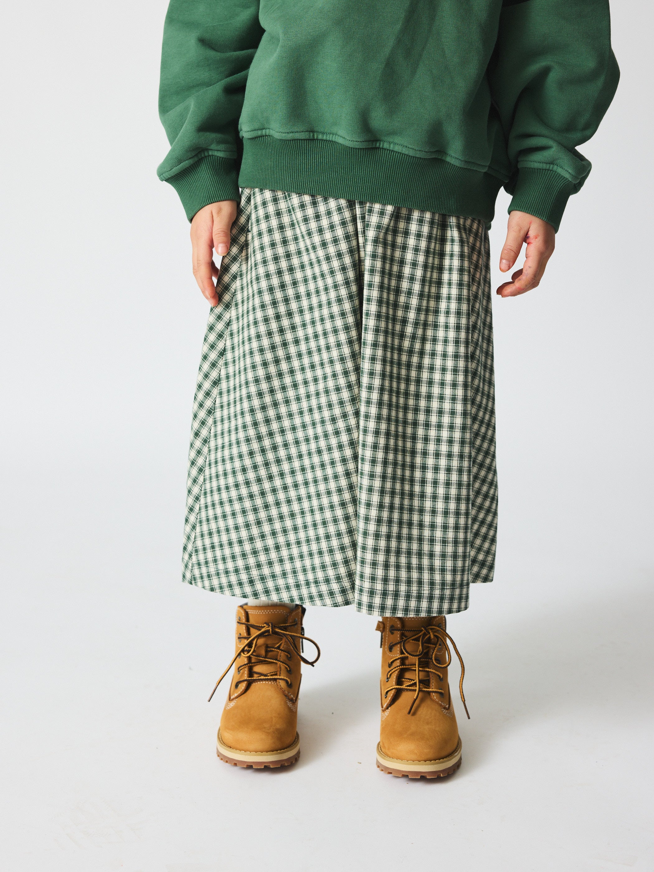 brunobruno nation Gertrud Check Skirt Skirt 9018-Myrtle Green Check
