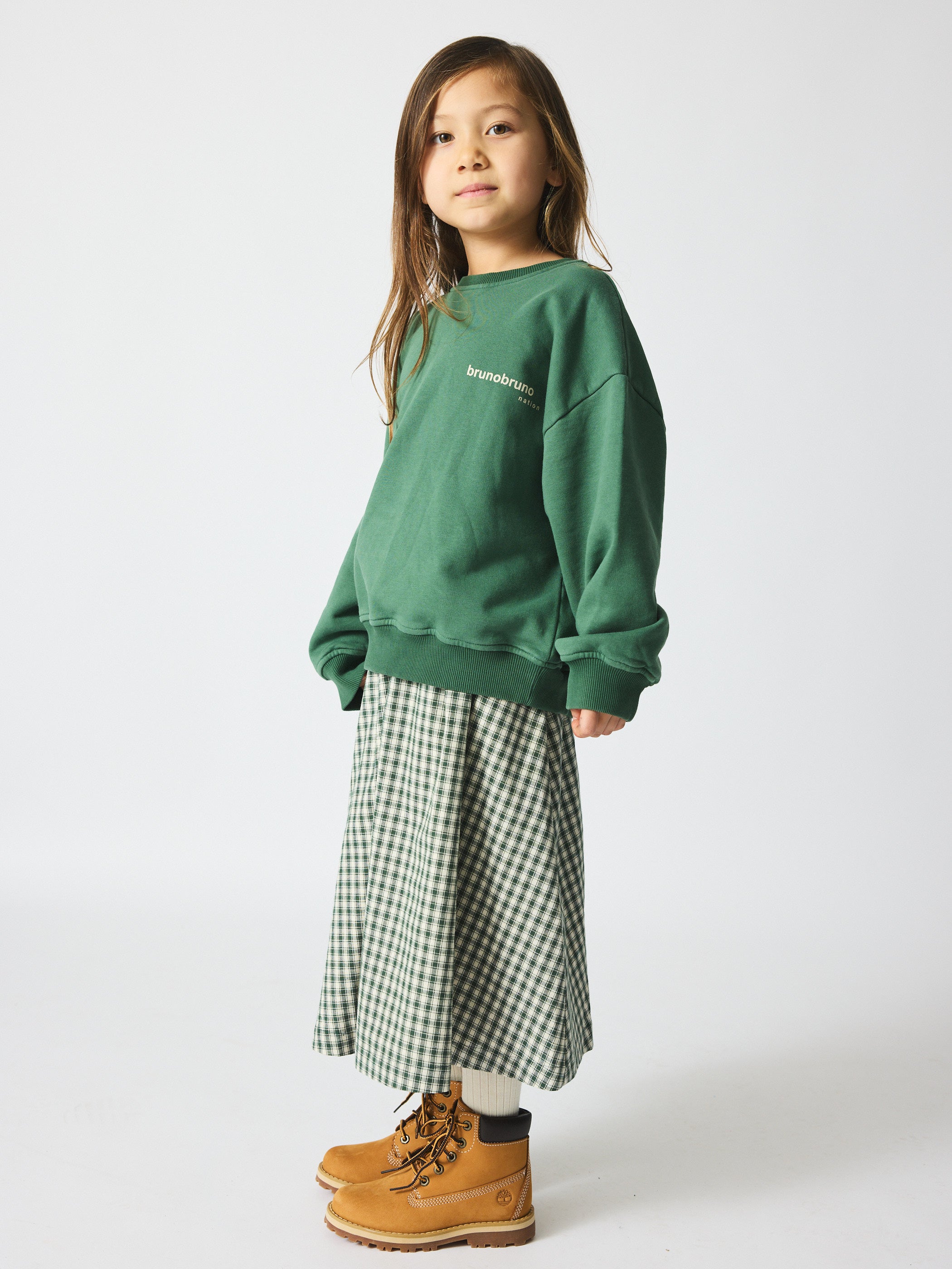 brunobruno nation Gertrud Check Skirt Skirt 9018-Myrtle Green Check