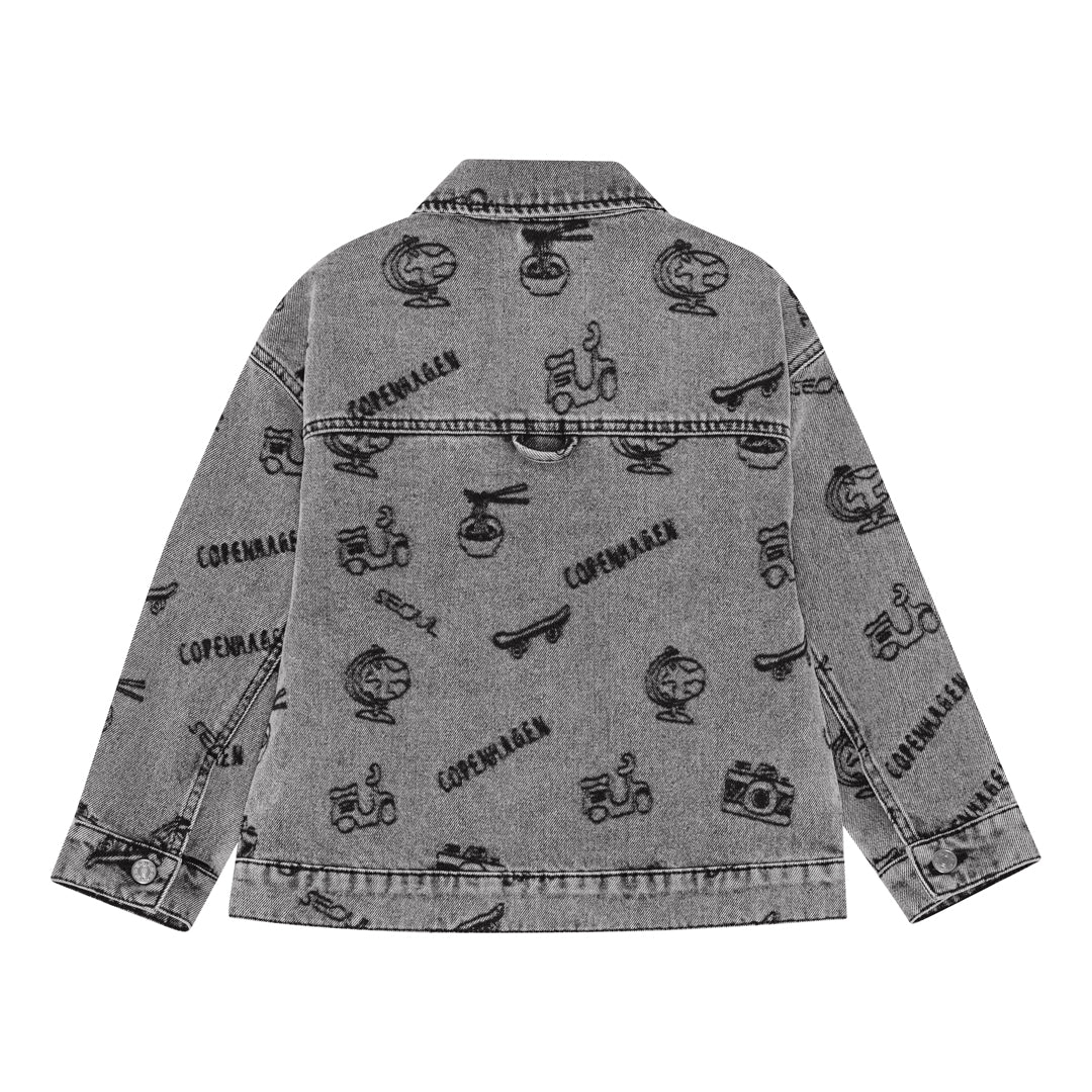 brunobruno nation Lou Embr Denim Jacket Jacket 1102-Mid Black Denim Emb