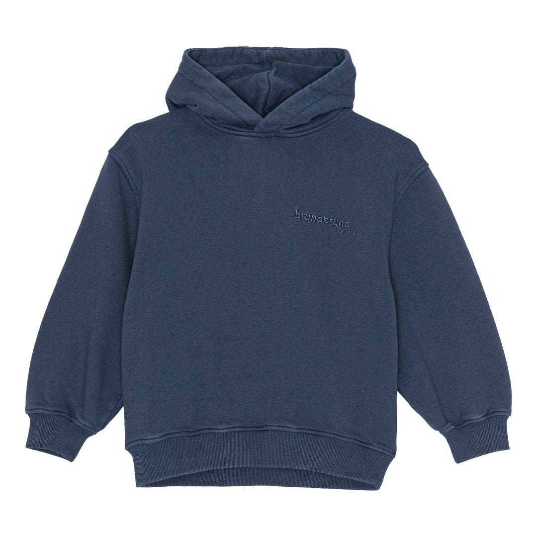 brunobruno nation Nicolaj Embr Hoodie Hoodie 4004-Mood Indigo Blue