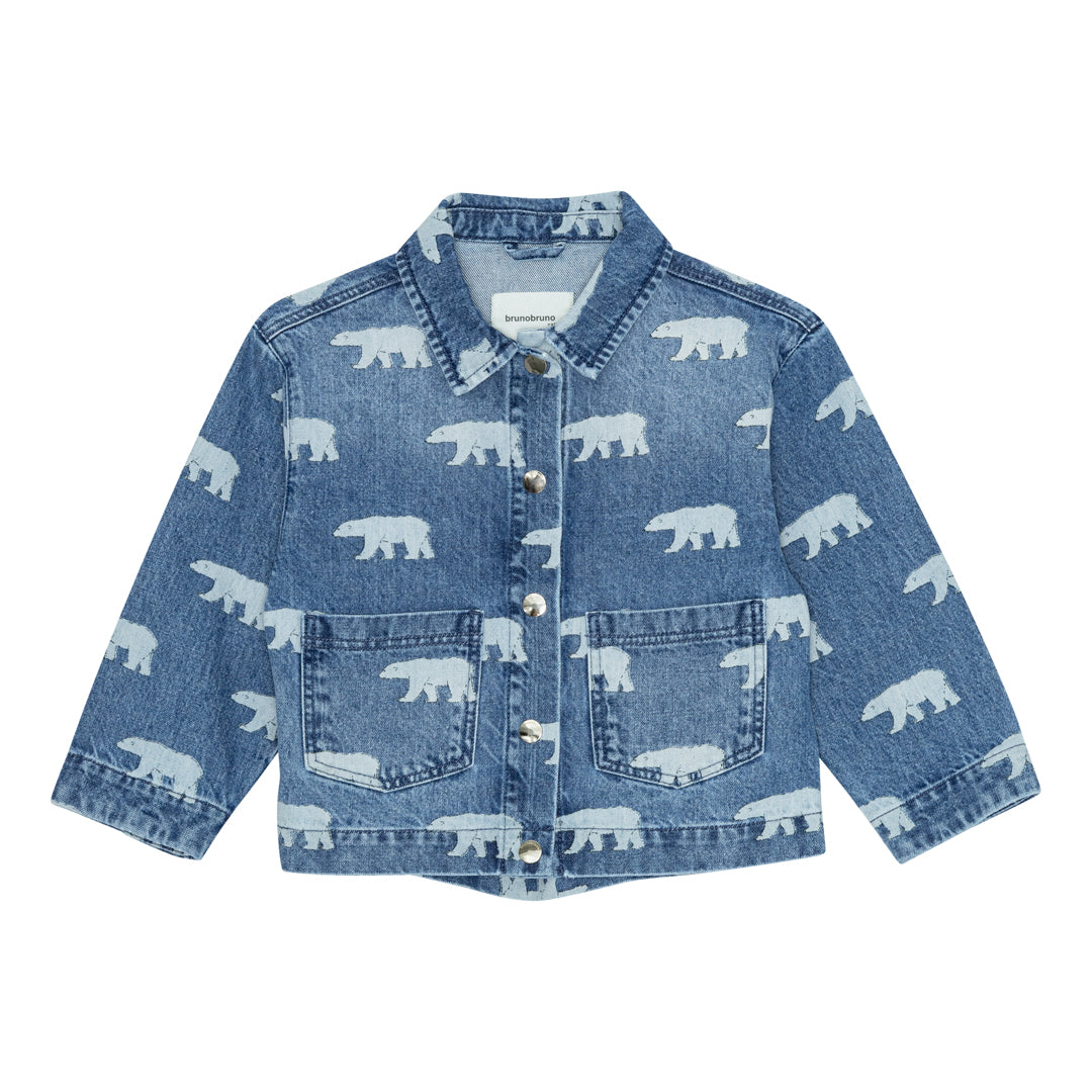 brunobruno nation Sena AOP Overshirt Shirt 9015-Mid blue polar bear AOP