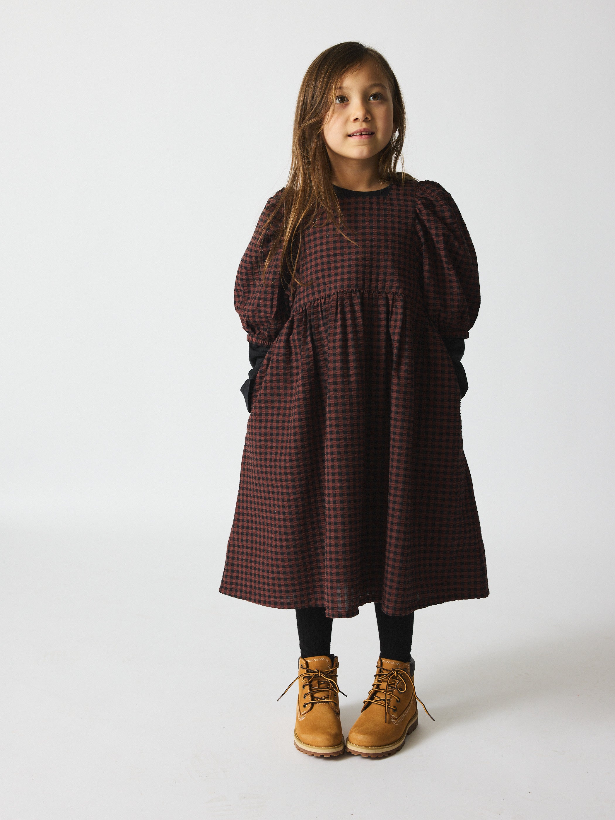 brunobruno nation Alva Dress Dress 9021-Marron Plum Check