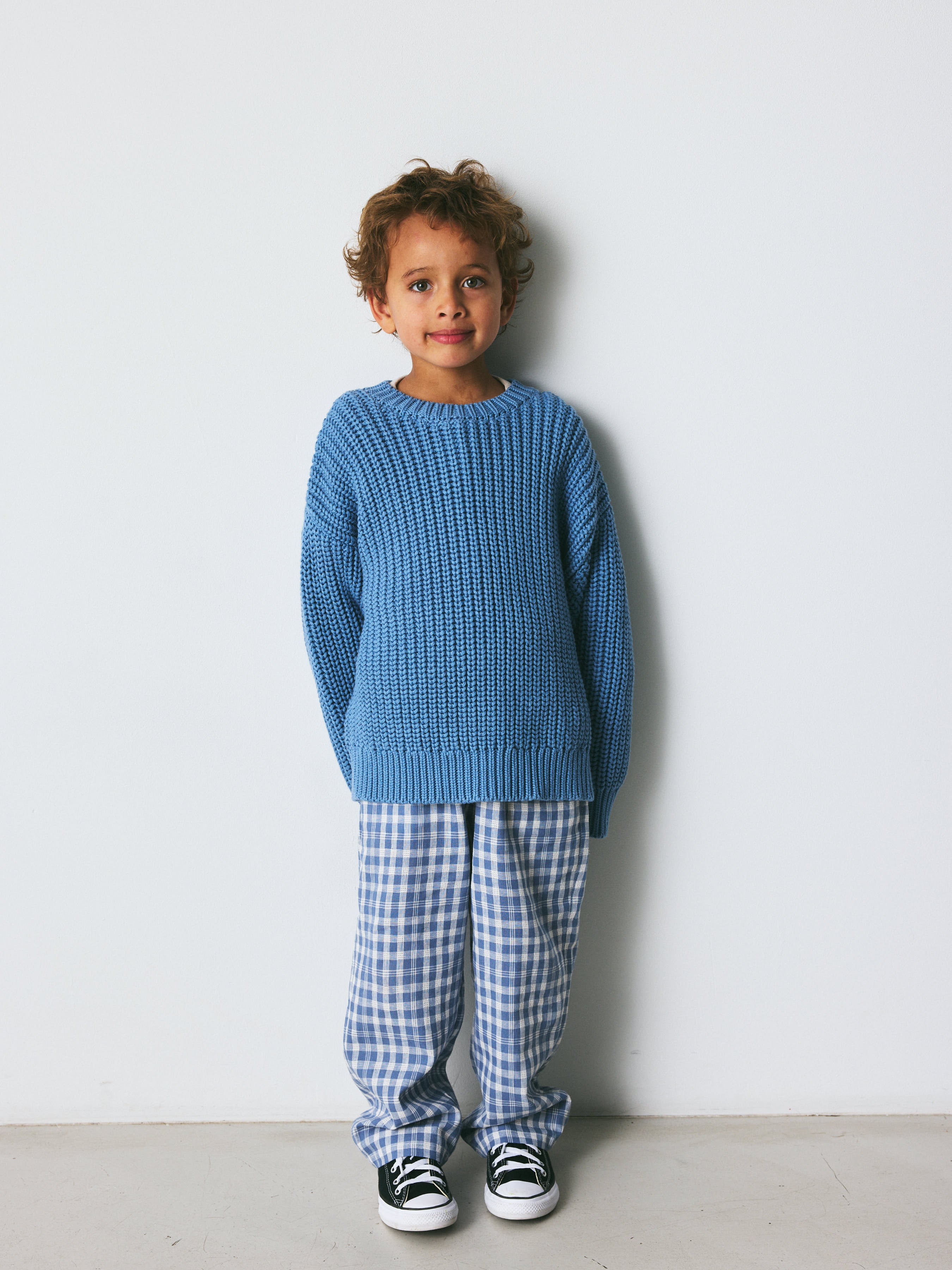 brunobruno nation Dora Check Pants Pants 9011-Dusty Blue Check