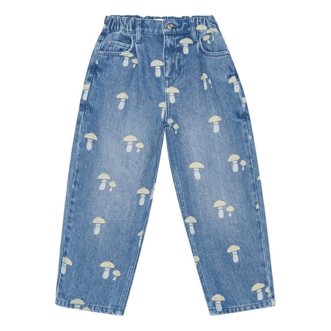 brunobruno nation Dorethy AOP Jeans Pants 9001-Mid Blue Mushroon