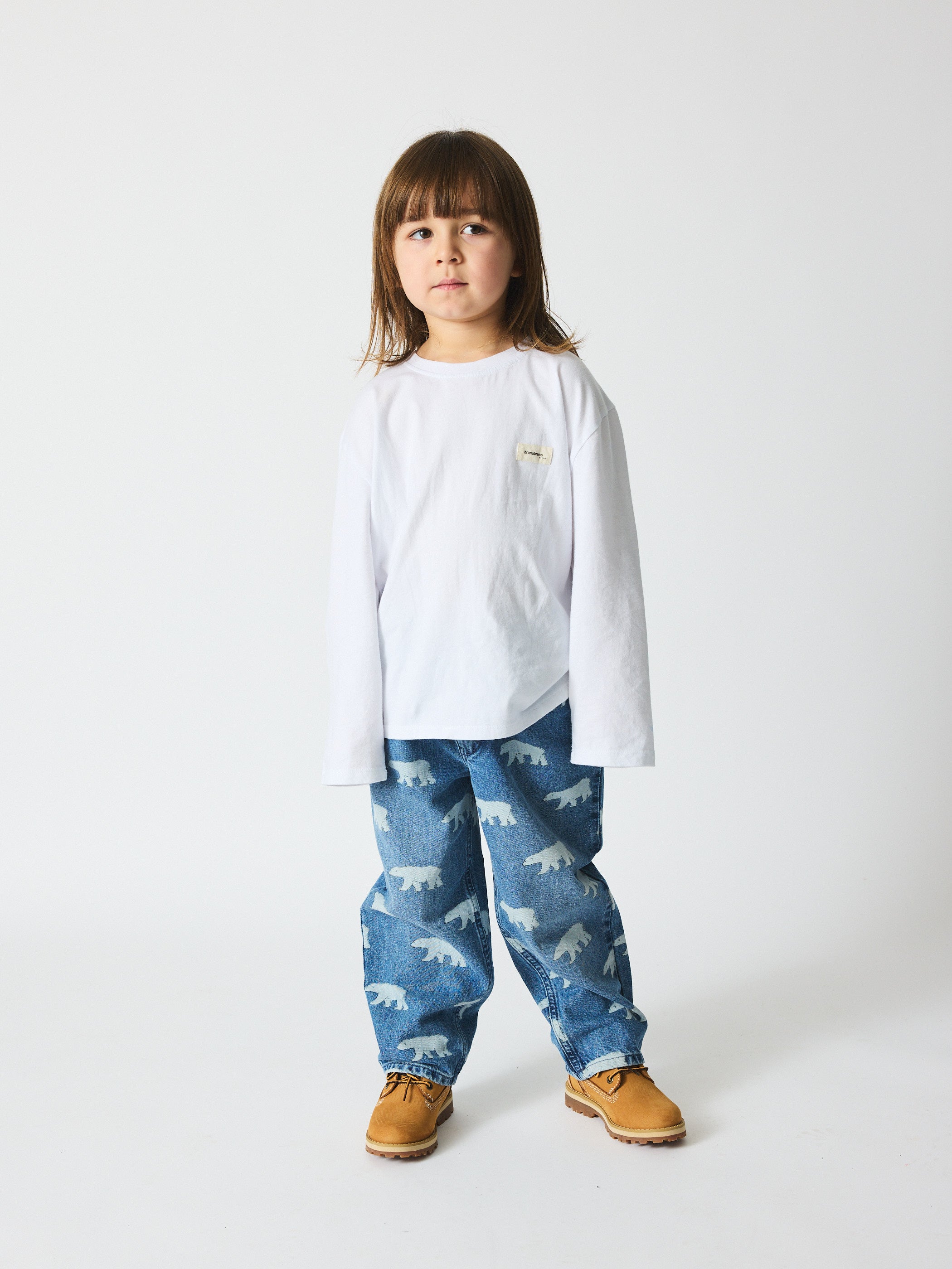 brunobruno nation Dorethy AOP Jeans Pants 9015-Mid blue polar bear AOP