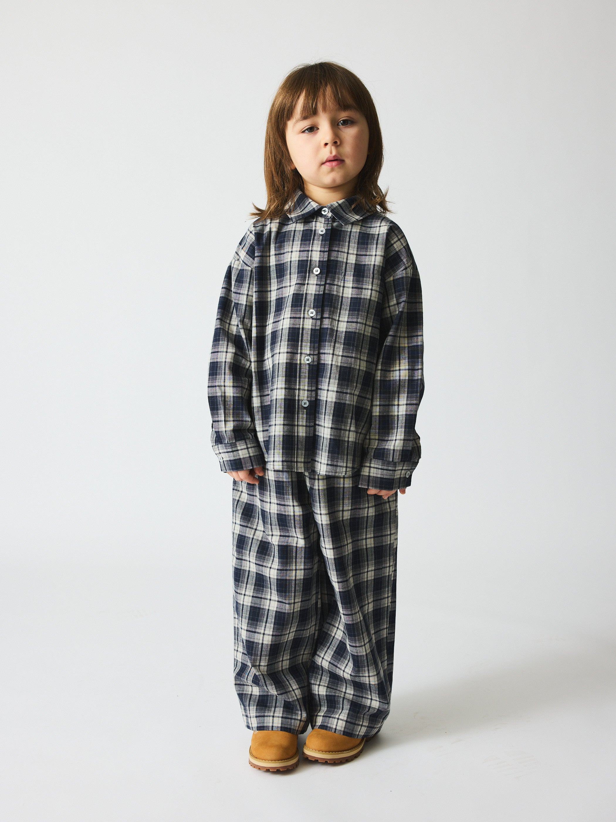 brunobruno nation Francis Navy Check Pants Pants 9019-Mood Indigo Blue Check