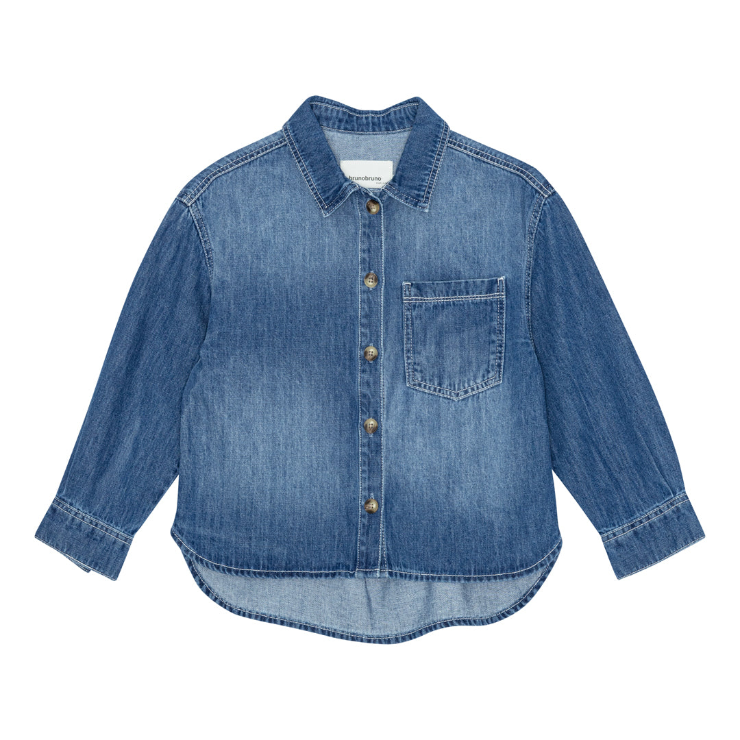 brunobruno nation Ina Denim Shirt Shirt 1105-Mid blue denim