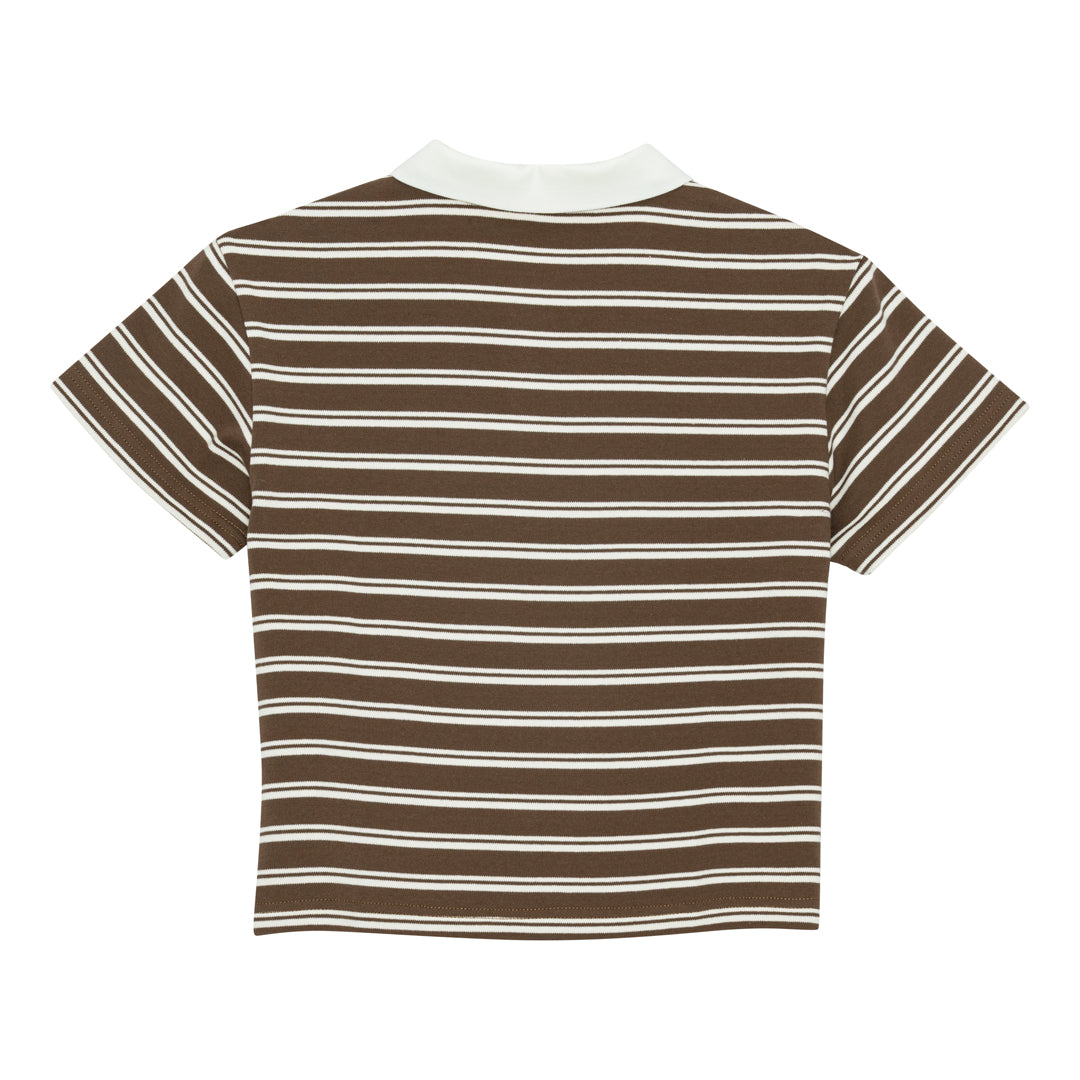 brunobruno nation Kai SS Polo T-shirt T-Shirt 9025-Carafe Brown Stripe