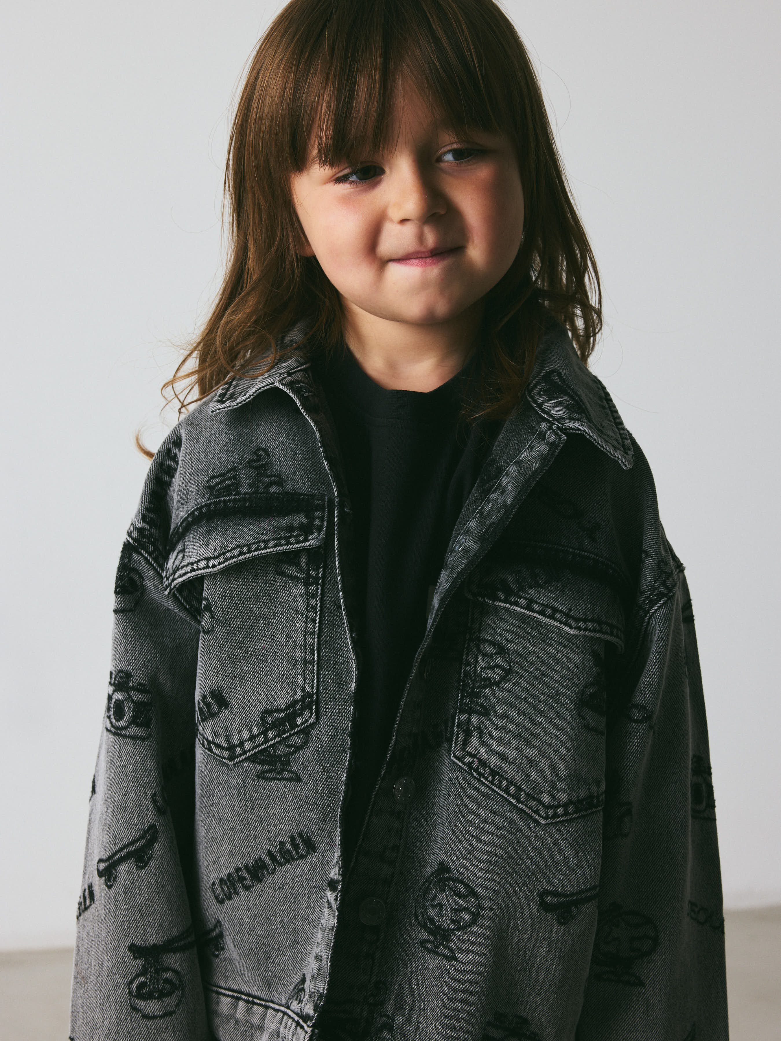 brunobruno nation Lou Embr Denim Jacket Jacket 1102-Mid Black Denim Emb