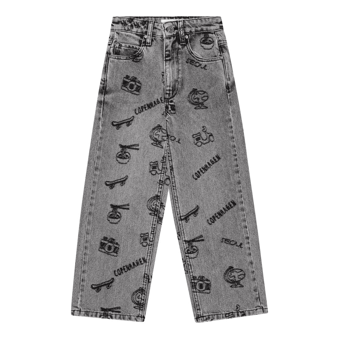 brunobruno nation Malte Embr Jeans Pants 1102-Mid Black Denim Emb