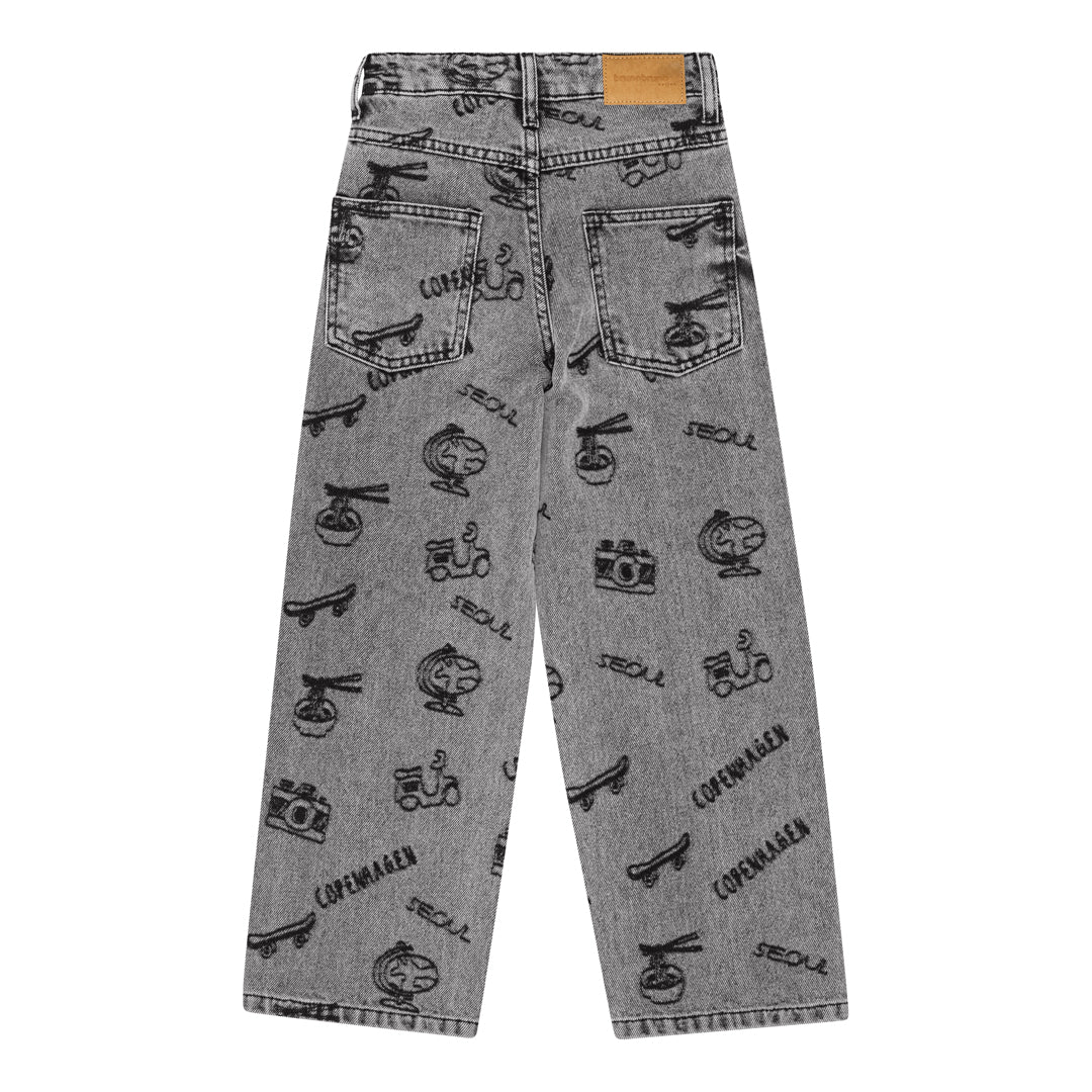 brunobruno nation Malte Embr Jeans Pants 1102-Mid Black Denim Emb