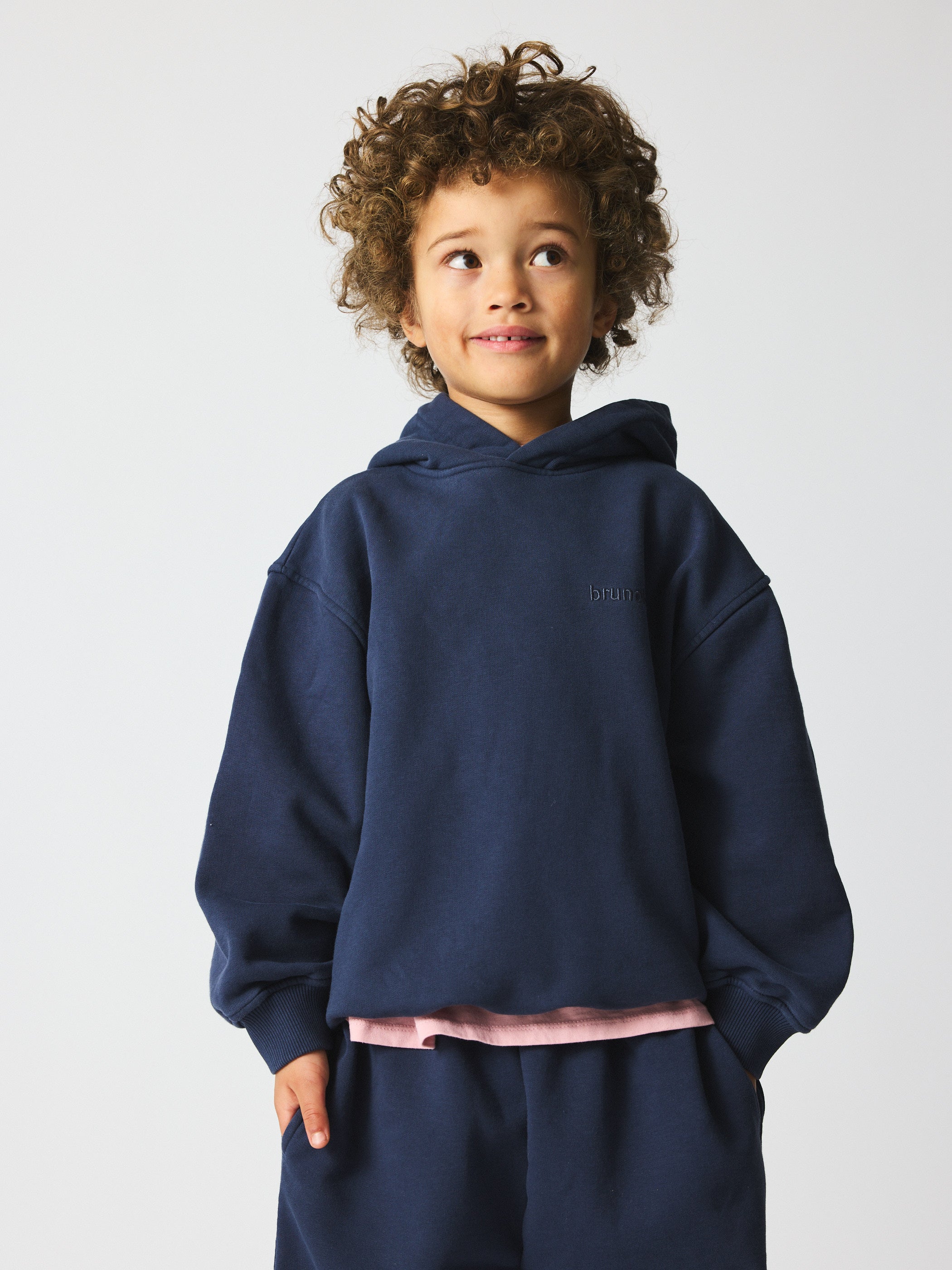 brunobruno nation Nicolaj Embr Hoodie Hoodie 4004-Mood Indigo Blue