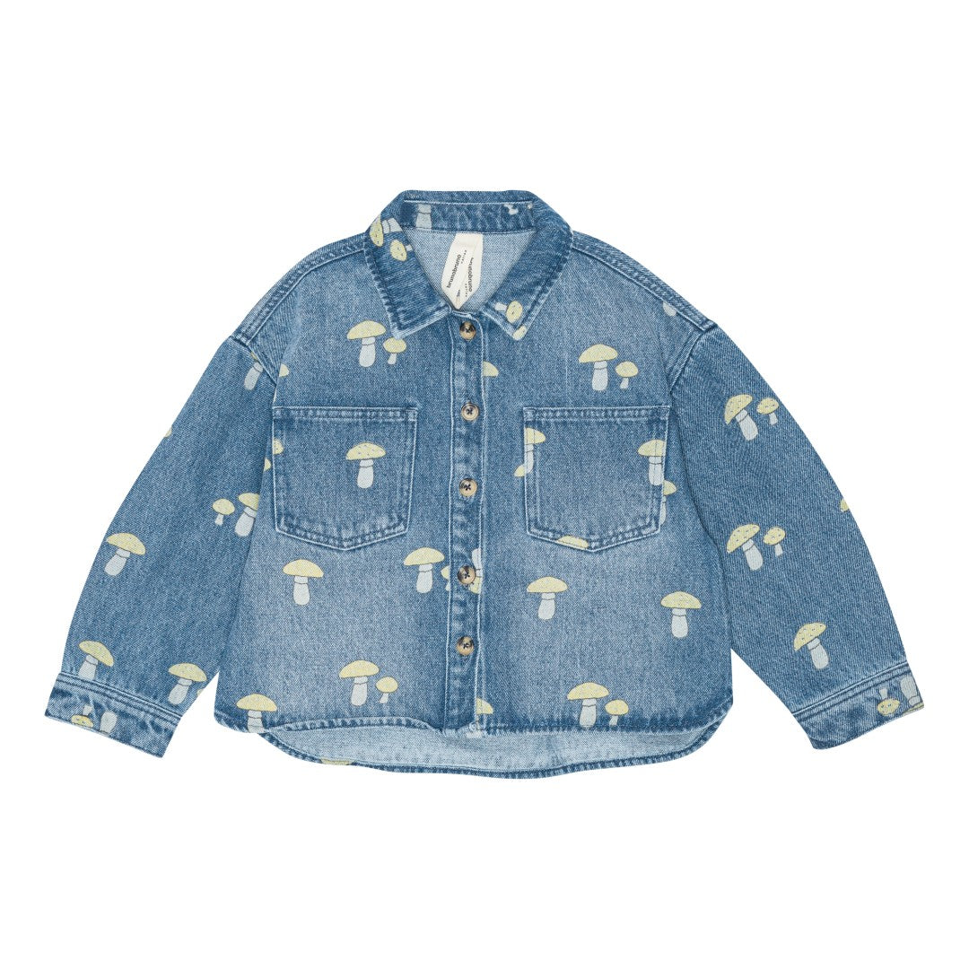brunobruno nation Nohr AOP Denim Shirt Shirt 9001-Mid Blue Mushroon