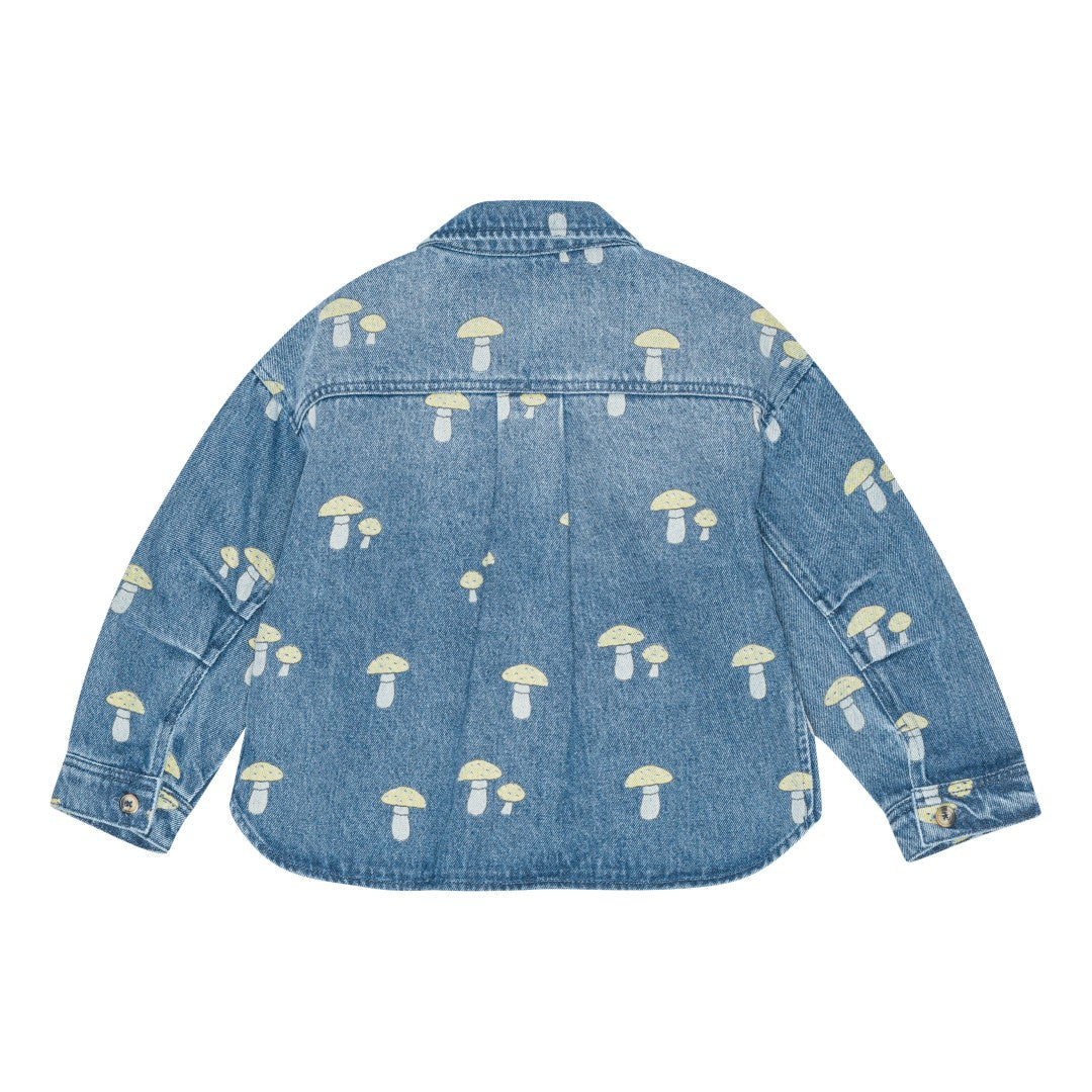 brunobruno nation Nohr AOP Denim Shirt Shirt 9001-Mid Blue Mushroon