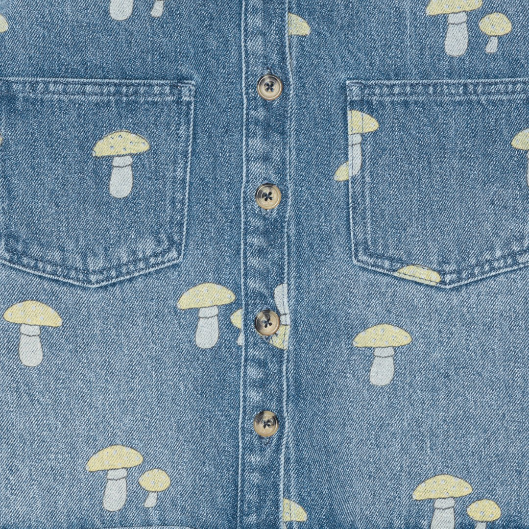 brunobruno nation Nohr AOP Denim Shirt Shirt 9001-Mid Blue Mushroon