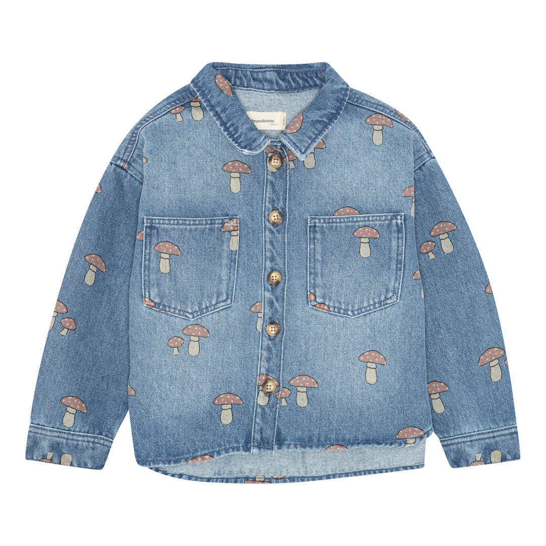brunobruno nation Nohr Denim AOP Shirt Shirt 1101-Mid Blue Denim AOP