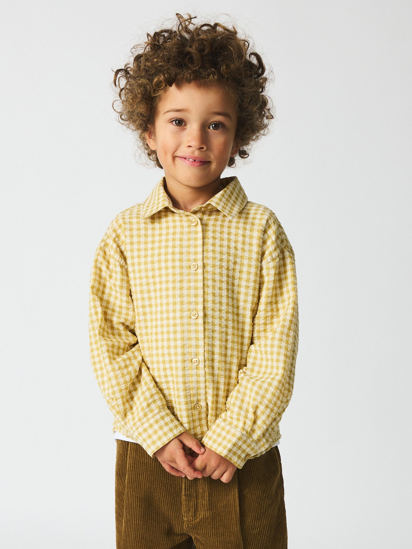 brunobruno nation Nohrla Seersucker Shirt Shirt 9020-Khaki Green Check