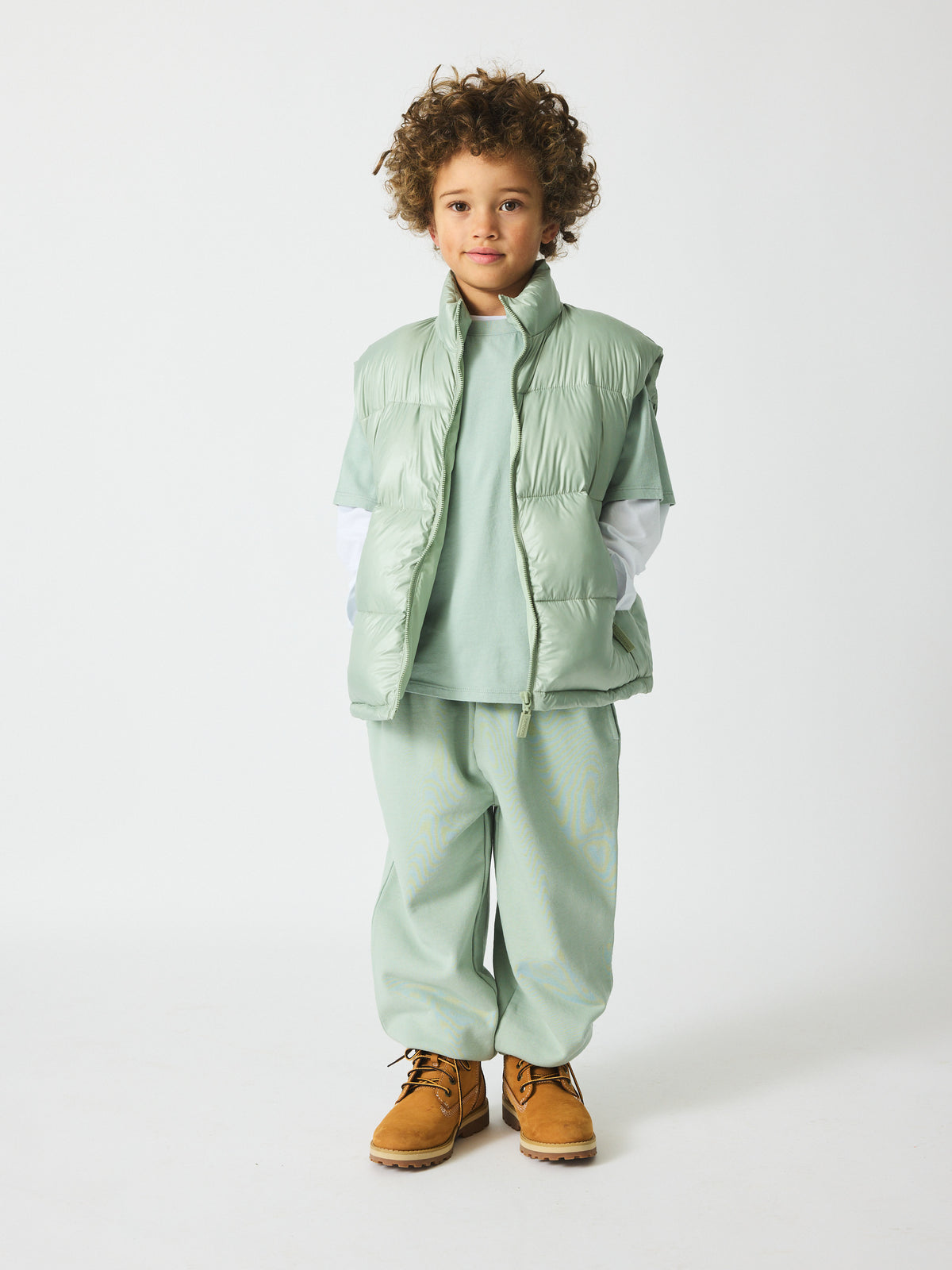 brunobruno nation Noura Puffer Vest Jacket 3003-Aqua Gray