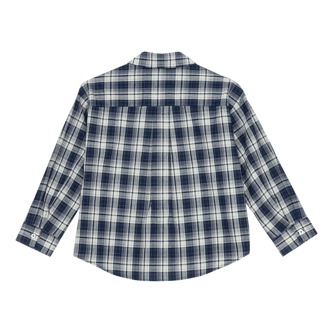 brunobruno nation Virgil Navy Check Shirt Shirt 9019-Mood Indigo Blue Check