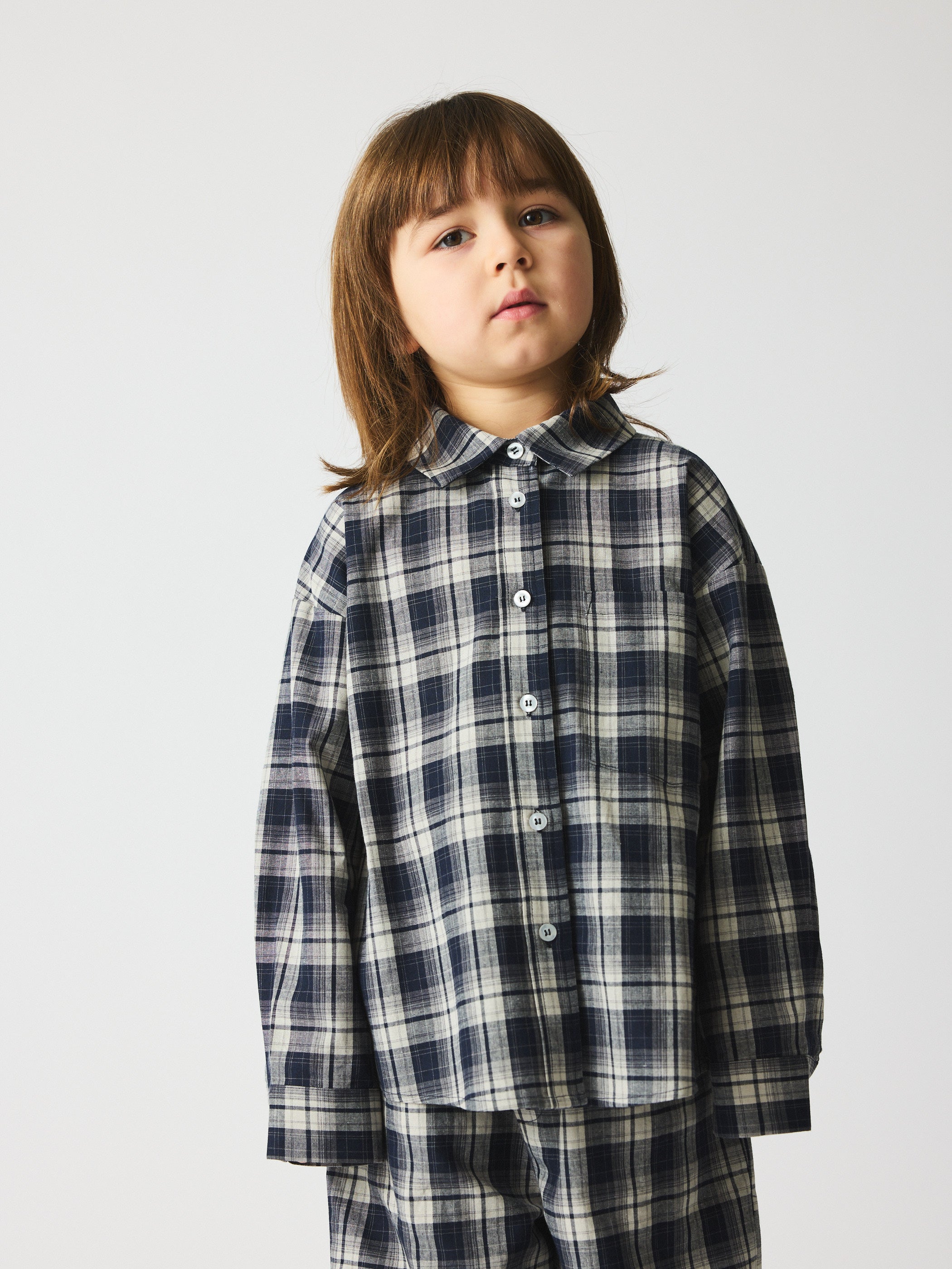 brunobruno nation Virgil Navy Check Shirt Shirt 9019-Mood Indigo Blue Check